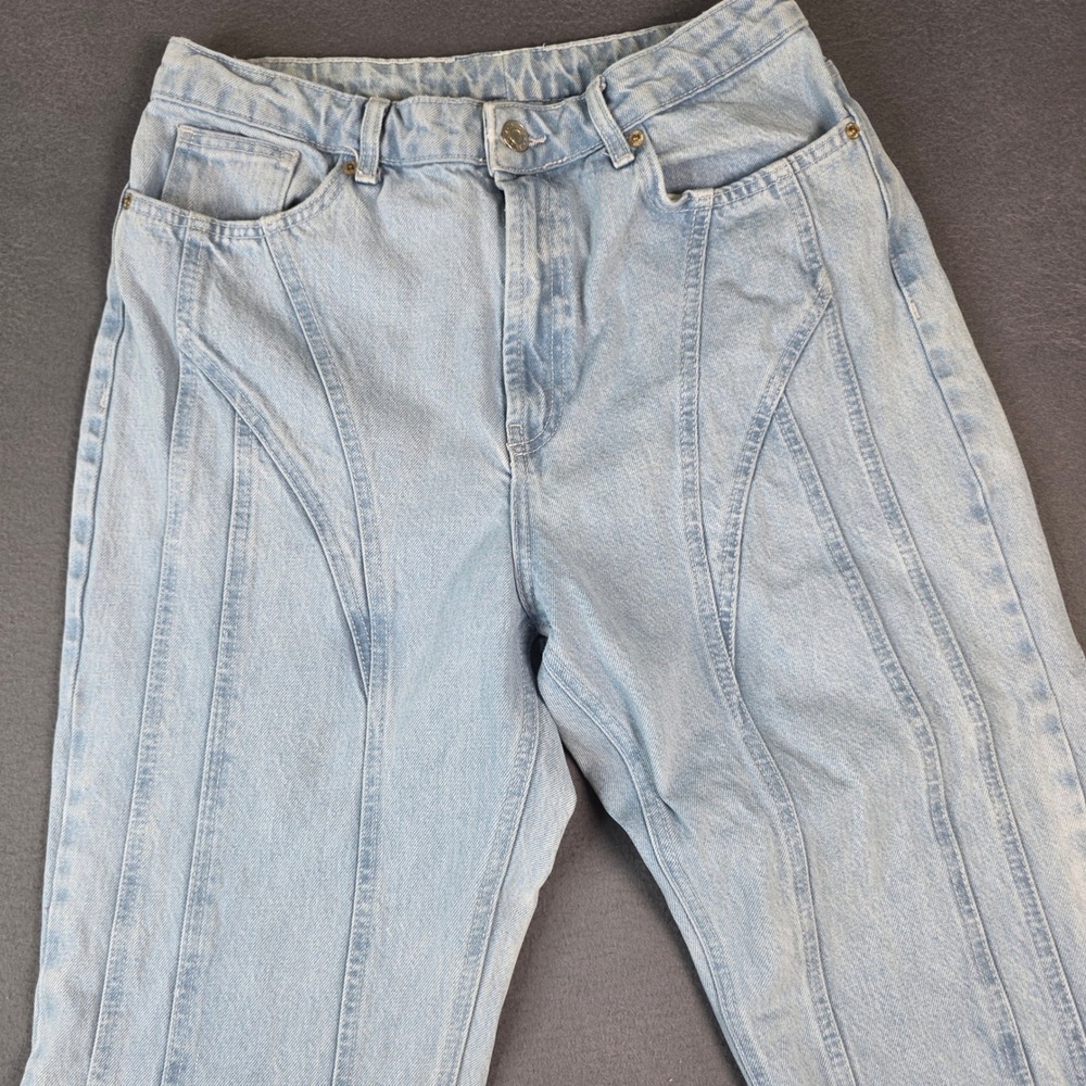 Zara Jeans Womens 28 Light Blue Seamed Straight Leg High Rise Denim